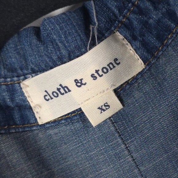 Anthropologie CLOTH & STONE Button Down Shirt SPLIT BACK Hi Lo Roll‎ Tab Size XS - Picture 6 of 13